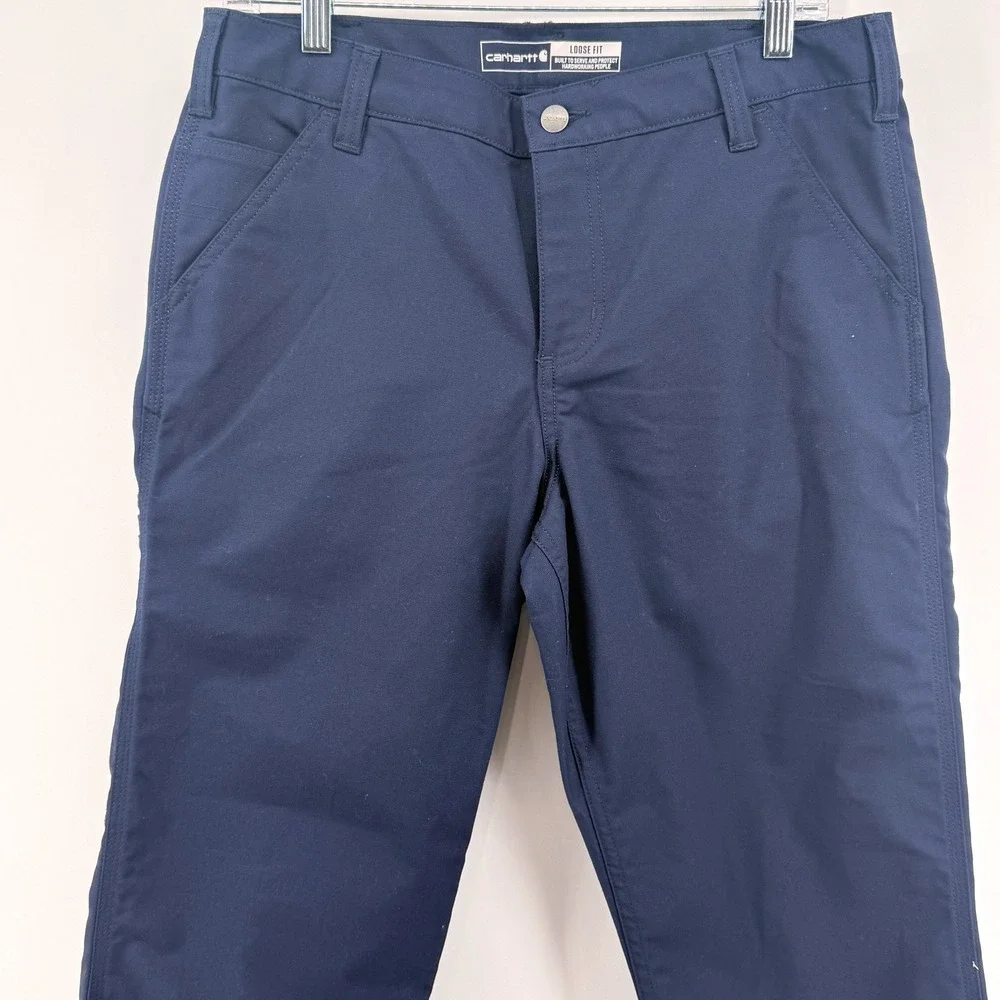 NEW Carhartt Work Pant Women 10 Short Blue Rugged Flex Canvas BN3109-W
